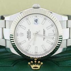 Pre Owned Rolex Datejust II 116334 Automatic White 18K White Gold Stainless Steel Men’s Wristwatch 41 mm