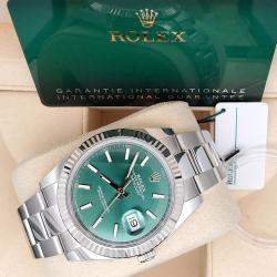 Pre Owned Rolex Datejust 126334 Automatic Mint Green 18K White Gold Men’s Wristwatch 41 mm