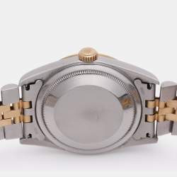 مملوكة مسبقًا ساعة يد للجنسين رولكس ديت جست 16233 أوتوماتيك ذهب أصفر عيار 18 قيراط وستانلس ستيل بيضاء 35 مم