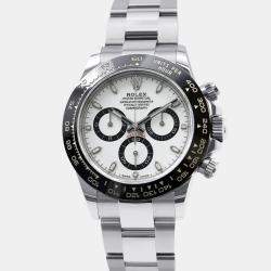 Pre Owned ساعة يد رجالية رولكس كوزموغراف دايتونا 116500LN أوتوماتيكية بيضاء ستانلس ستيل 40 مم