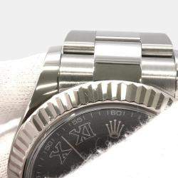 Pre Owned Rolex Datejust II 116334 Automatic Black 18k White Gold Stainless Steel Men's Wristwatch 41 mm