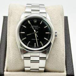 Pre Owned Rolex Air-King 14000 Automatic Black Stainless Steel Men's Wristwatch 34 mm
