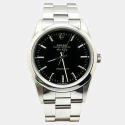 Pre Owned Rolex Air-King 14000 Automatic Black Stainless Steel Men's Wristwatch 34 mm