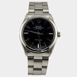 Pre Owned Rolex Air-King 5500 Automatic Black Stainless Steel Men's Wristwatch 34 mm