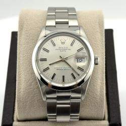 Pre Owned Rolex Date 15000 Automatic Silver Stainless Steel Men's Wristwatch 34 mm