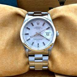 Pre Owned Rolex Date 15000 Automatic Silver Stainless Steel Men's Wristwatch 34 mm