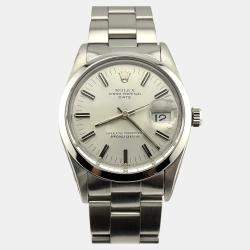 Pre Owned Rolex Date 15000 Automatic Silver Stainless Steel Men's Wristwatch 34 mm