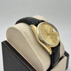 Pre Owned Rolex Date 15037 Automatic Champagne 14k Yellow Gold Men's Wristwatch 34 mm