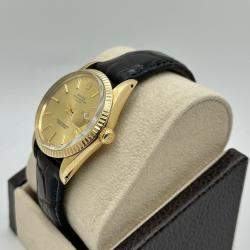 Pre Owned Rolex Date 15037 Automatic Champagne 14k Yellow Gold Men's Wristwatch 34 mm