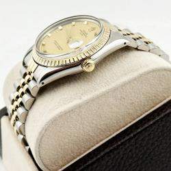 Pre Owned Rolex Date 15053 Automatic Champagne 18k Yellow Gold Stainless Steel Men's Wristwatch 34 mm