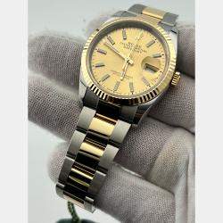 Pre Owned Rolex Datejust 126233 Automatic Champagne 18k Yellow Gold Stainless Steel Men's Wristwatch 36 mm