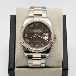 Pre Owned Rolex Datejust 116231 Automatic Tahitian Mother Of Pearl Steel 18k Rose Gold Men's Wristwatch 36 mm