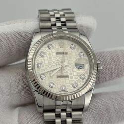 Pre Owned Rolex Datejust 116234 Automatic Diamond Stainless Steel 18k White Gold Men's Wristwatch 36 mm