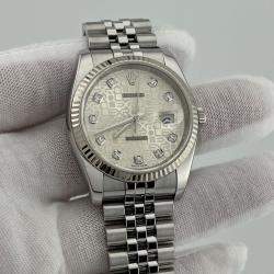 Pre Owned Rolex Datejust 116234 Automatic Diamond Stainless Steel 18k White Gold Men's Wristwatch 36 mm
