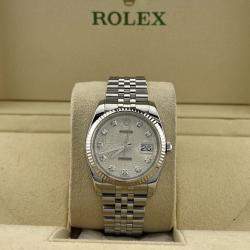 Pre Owned Rolex Datejust 116234 Automatic Diamond Stainless Steel 18k White Gold Men's Wristwatch 36 mm