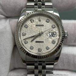 Pre Owned Rolex Datejust 116234 Automatic Diamond Stainless Steel 18k White Gold Men's Wristwatch 36 mm