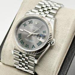 Pre Owned Rolex Datejust 126234 Automatic Wimbledon Stainless Steel 18k White Gold Men's Wristwatch 36 mm