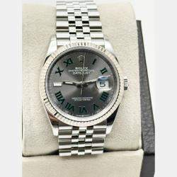 Pre Owned Rolex Datejust 126234 Automatic Wimbledon Stainless Steel 18k White Gold Men's Wristwatch 36 mm
