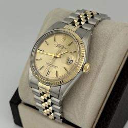 Pre Owned Rolex Datejust 1601 Automatic Champagne 14k Yellow Gold Stainless Steel Men's Wristwatch 36 mm