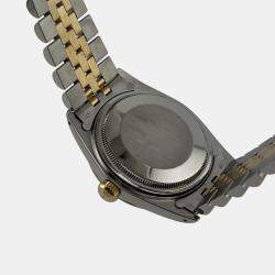 Pre Owned Rolex Datejust 16013 Automatic Champagne Tapestry 18k Yellow Gold Stainless Steel Men's Wristwatch 36 mm