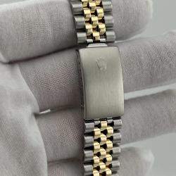 Pre Owned Rolex Datejust 16013 Automatic Champagne Tapestry 18k Yellow Gold Stainless Steel Men's Wristwatch 36 mm