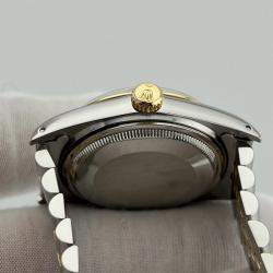 Pre Owned Rolex Datejust 16013 Automatic Champagne Tapestry 18k Yellow Gold Stainless Steel Men's Wristwatch 36 mm