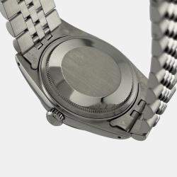 Pre Owned Rolex Datejust 16014 Automatic Silver Tapestry Stainless Steel Men's Wristwatch 36 mm