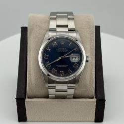 Pre Owned Rolex Datejust 16200 Automatic Blue Stainless Steel Men's Wristwatch 36 mm