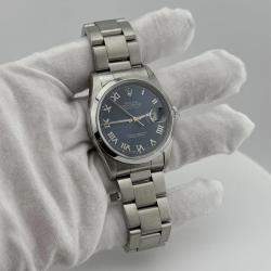 Pre Owned Rolex Datejust 16200 Automatic Blue Stainless Steel Men's Wristwatch 36 mm