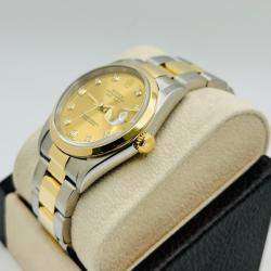 Pre Owned Rolex Datejust 16203 Automatic Champagne Diamond 18k Gold Stainless Steel Men's Wristwatch 36 mm