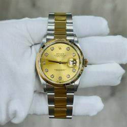 Pre Owned Rolex Datejust 16203 Automatic Champagne Diamond 18k Gold Stainless Steel Men's Wristwatch 36 mm