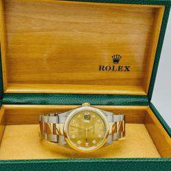 Pre Owned Rolex Datejust 16203 Automatic Champagne Diamond 18k Gold Stainless Steel Men's Wristwatch 36 mm