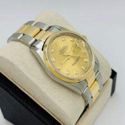 Pre Owned Rolex Datejust 16203 Automatic Champagne Diamond 18k Gold Stainless Steel Men's Wristwatch 36 mm