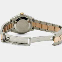 Pre Owned Rolex Datejust 178341 Automatic Chocolate Diamond 18k Rose Gold Stainless Steel Men's Wristwatch 31 mm