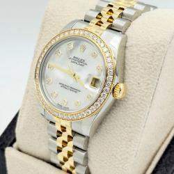 Pre Owned Rolex Datejust 178383 Automatic Mother Of Pearl Diamond 18k Yellow Gold Stainless Steel Men's Wristwatch 31 mm