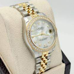 Pre Owned Rolex Datejust 178383 Automatic Mother Of Pearl Diamond 18k Yellow Gold Stainless Steel Men's Wristwatch 31 mm