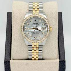 Pre Owned Rolex Datejust 178383 Automatic Mother Of Pearl Diamond 18k Yellow Gold Stainless Steel Men's Wristwatch 31 mm