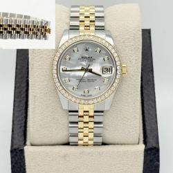 Pre Owned Rolex Datejust 178383 Automatic Mother Of Pearl Diamond 18k Yellow Gold Stainless Steel Men's Wristwatch 31 mm