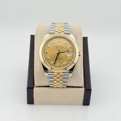 Pre Owned Rolex Datejust 126333 Automatic Champagne Diamond Stainless Steel 18k Yellow Gold Men's Wristwatch 41 mm