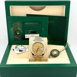 Pre Owned Rolex Datejust 126333 Automatic Champagne Diamond Stainless Steel 18k Yellow Gold Men's Wristwatch 41 mm