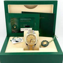 Pre Owned Rolex Datejust 126333 Automatic Champagne Diamond Stainless Steel 18k Yellow Gold Men's Wristwatch 41 mm