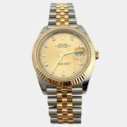 Pre Owned Rolex Datejust 126333 Automatic Champagne Diamond Stainless Steel 18k Yellow Gold Men's Wristwatch 41 mm