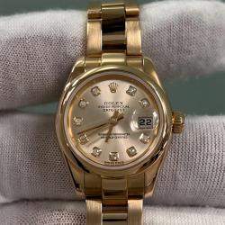 Pre Owned Rolex President Datejust 179165 Automatic Pink Diamond 18k Rose Gold Men's Wristwatch 26 mm