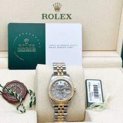 Pre Owned Rolex President Datejust 179173 Automatic Mother Of Pearl Diamond 18k Yellow Gold Stainless Steel Men's Wristwatch 26 mm