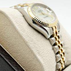 Pre Owned Rolex President Datejust 179173 Automatic Mother Of Pearl Diamond 18k Yellow Gold Stainless Steel Men's Wristwatch 26 mm