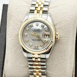 Pre Owned Rolex President Datejust 179173 Automatic Mother Of Pearl Diamond 18k Yellow Gold Stainless Steel Men's Wristwatch 26 mm