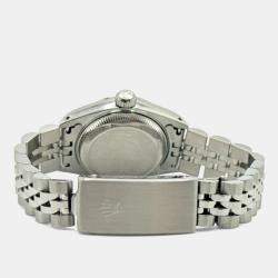 Pre Owned Rolex President Datejust 69174 Automatic Silver Diamond Stainless Steel 18k White Gold Men's Wristwatch 26 mm