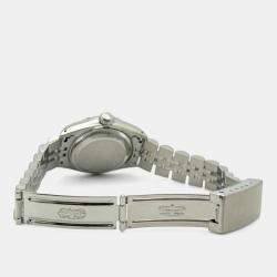 Pre Owned Rolex President Datejust 69174 Automatic Silver Diamond Stainless Steel 18k White Gold Men's Wristwatch 26 mm
