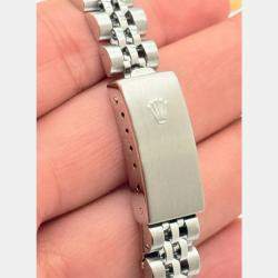 Pre Owned Rolex President Datejust 69174 Automatic Silver Diamond Stainless Steel 18k White Gold Men's Wristwatch 26 mm
