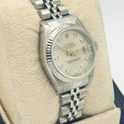 Pre Owned Rolex President Datejust 69174 Automatic Silver Diamond Stainless Steel 18k White Gold Men's Wristwatch 26 mm